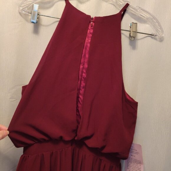 BHLDN Alana Maxi Dress Gown by Donna Morgan Chiffon Black Cherry Small - Picture 12 of 12